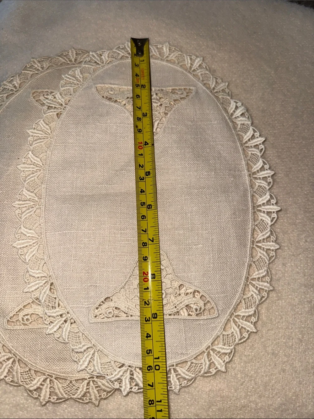Vintage Ivory Crochet Lace Oval Doilies - Set of 2 11” x 9”